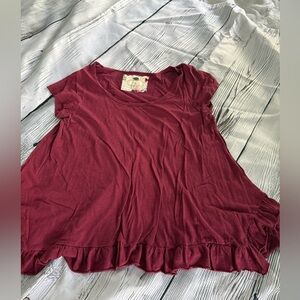 Cupio Maroon Ruffle Hem Blouse